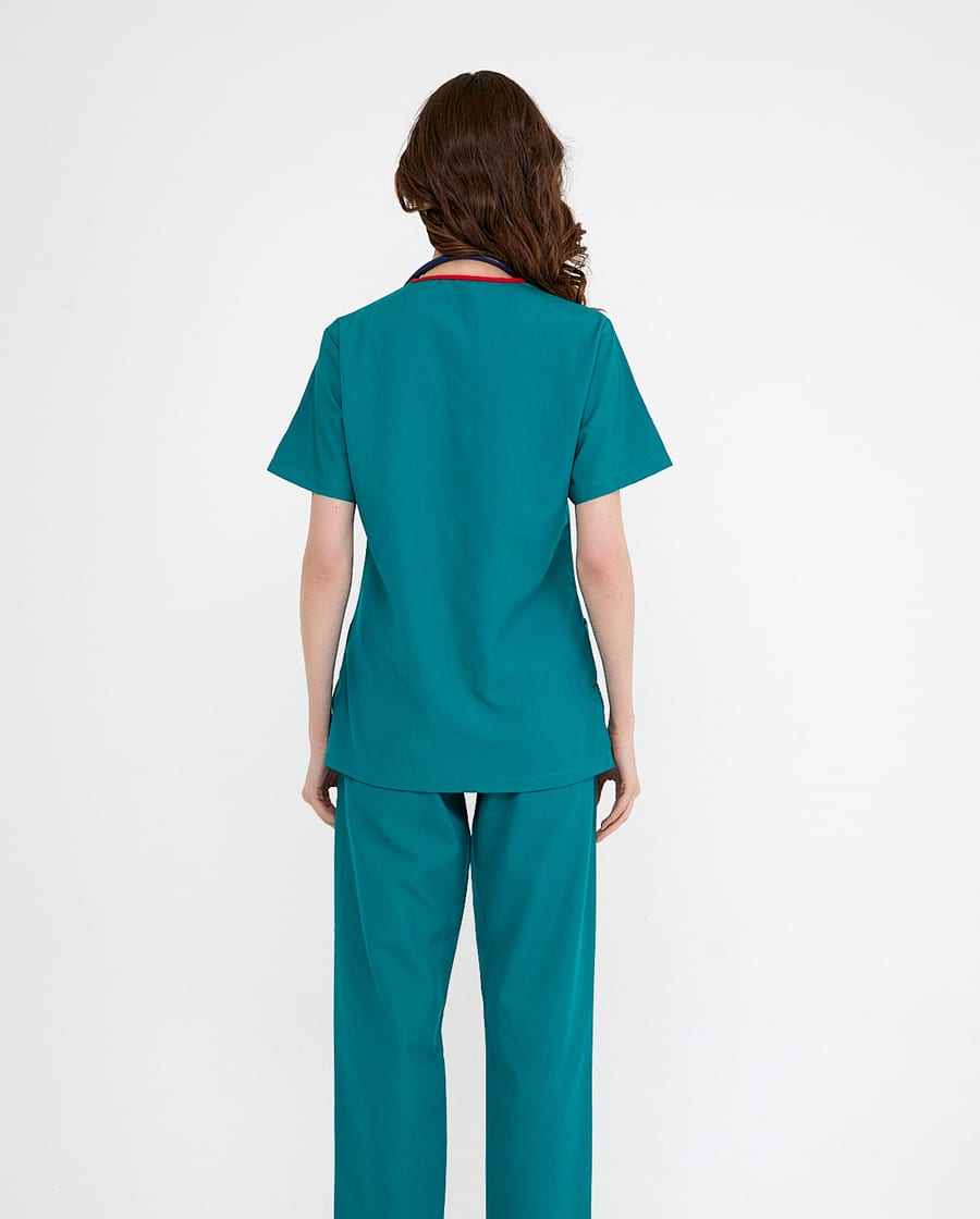 Teal scrub set, back seams