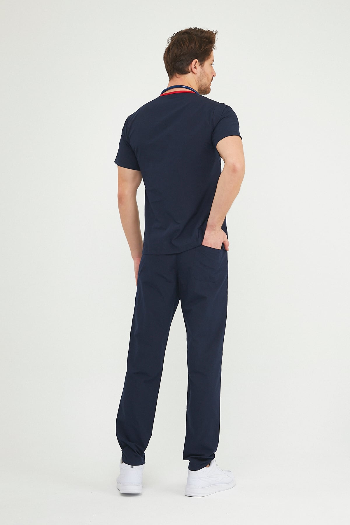 Men's navy work set, full length