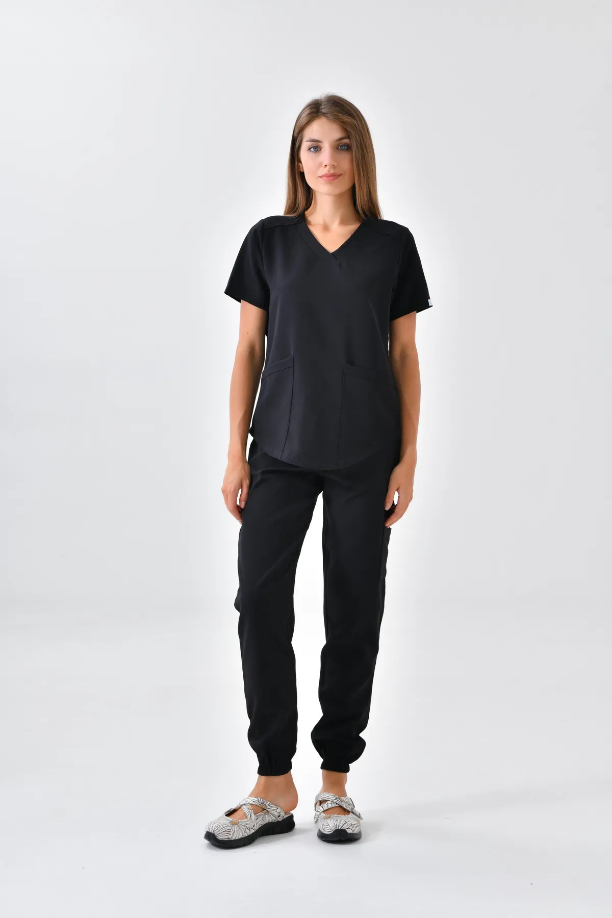 Black Jogger Scrub Set — Black — model MD-2206-BLK, view 1