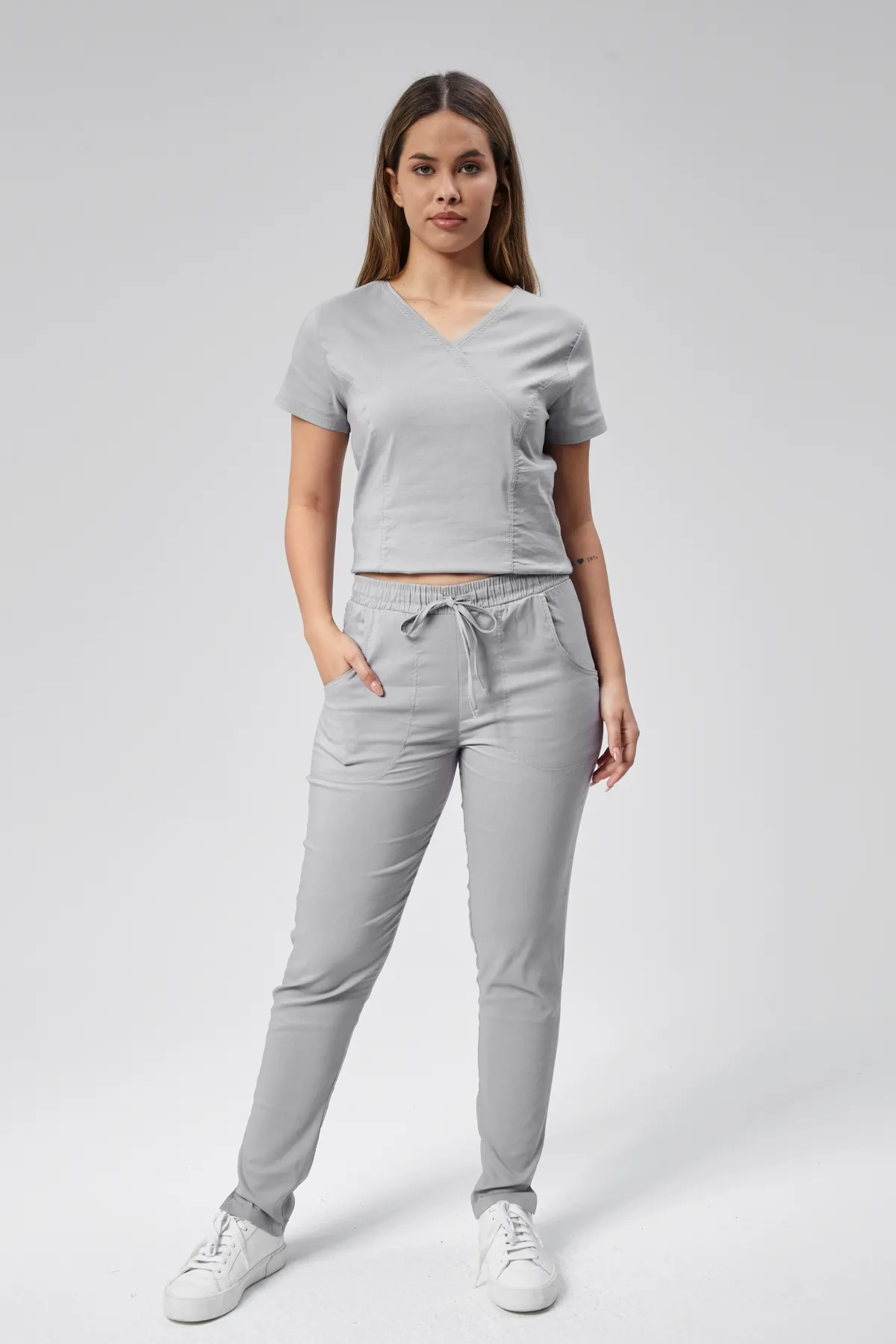 Grey Jogger Scrub Set — Grey — model MD-2206-GRY, view 1