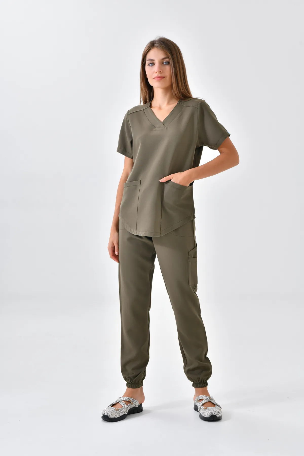 Olive Jogger Scrub Set — Olive — model MD-2206-OLV, view 1
