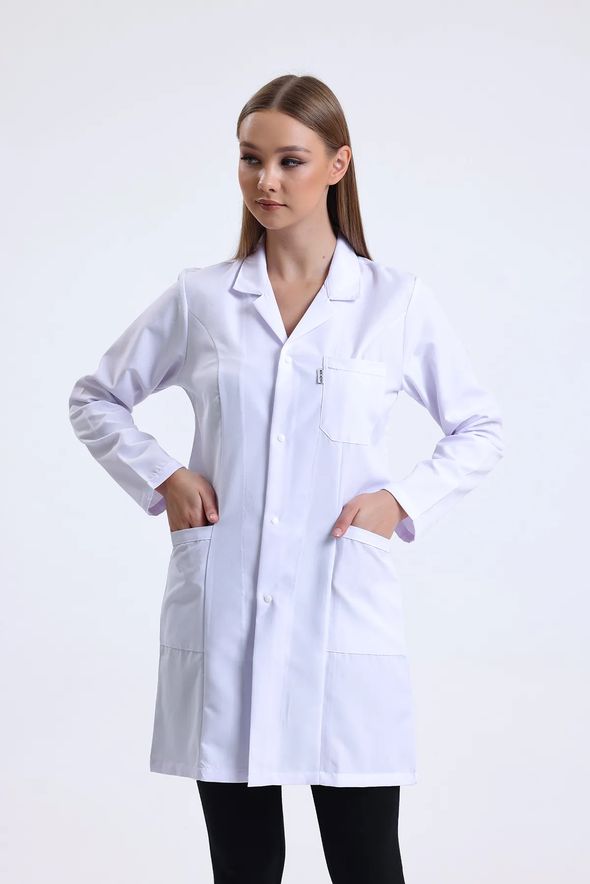 White Lab Coat — White — model MD-2197-WHT, view 1