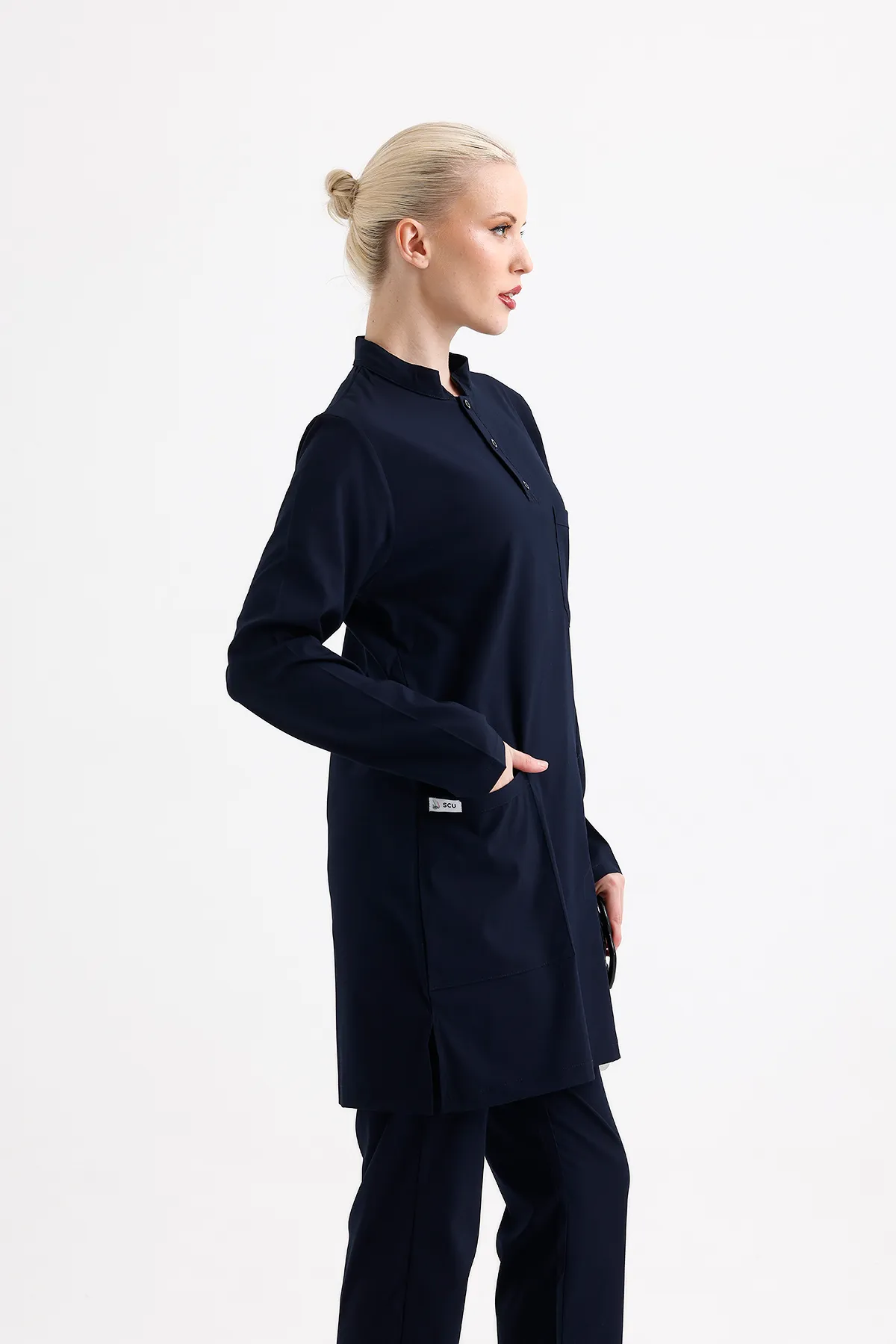 Navy Mandarin-Collar Tunic Set — Navy — model MD-2196-NVY2, view 1