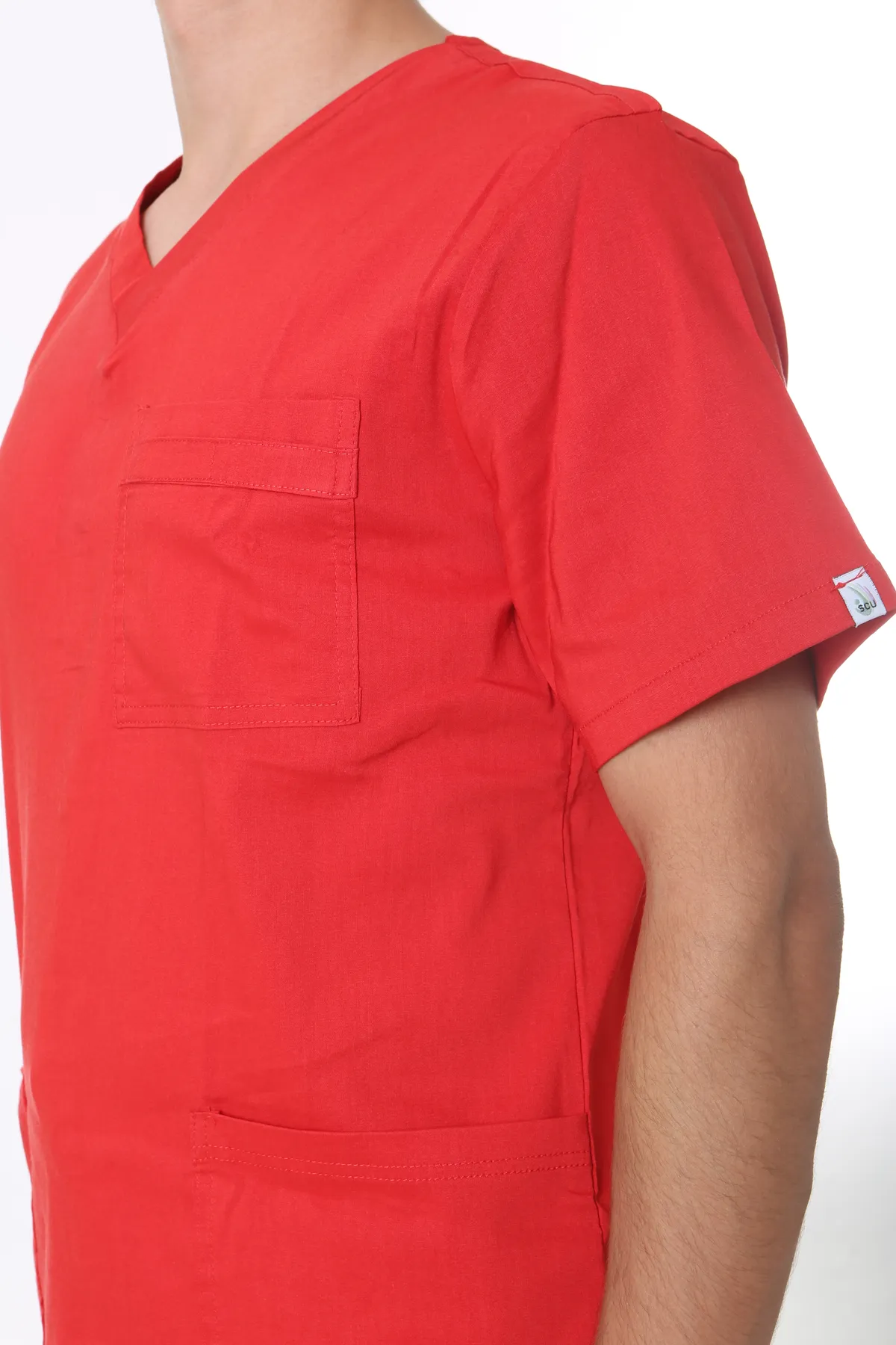 rood Scrubtop — heren — rood — model MD-2234-RED, view 1