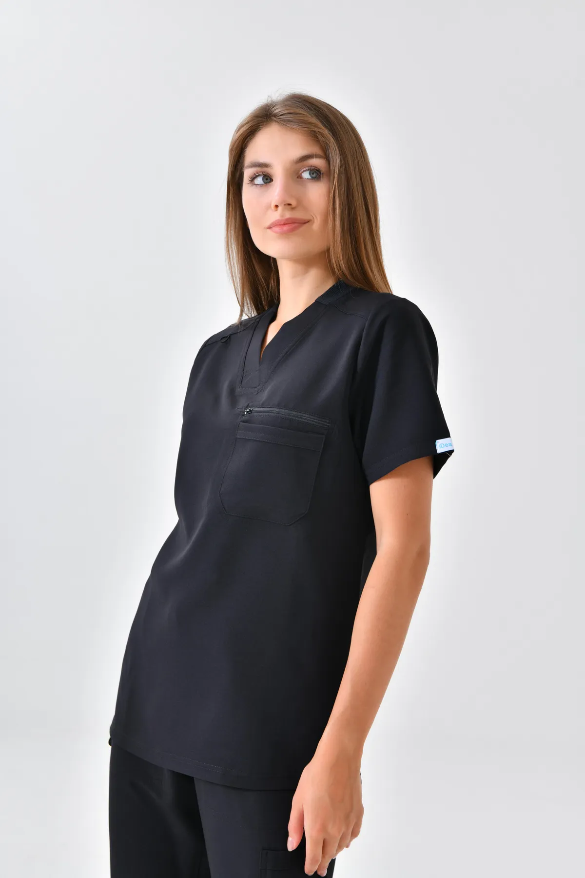 Black V-Neck Scrub Set — Black — model MD-2204-BLK2, view 1