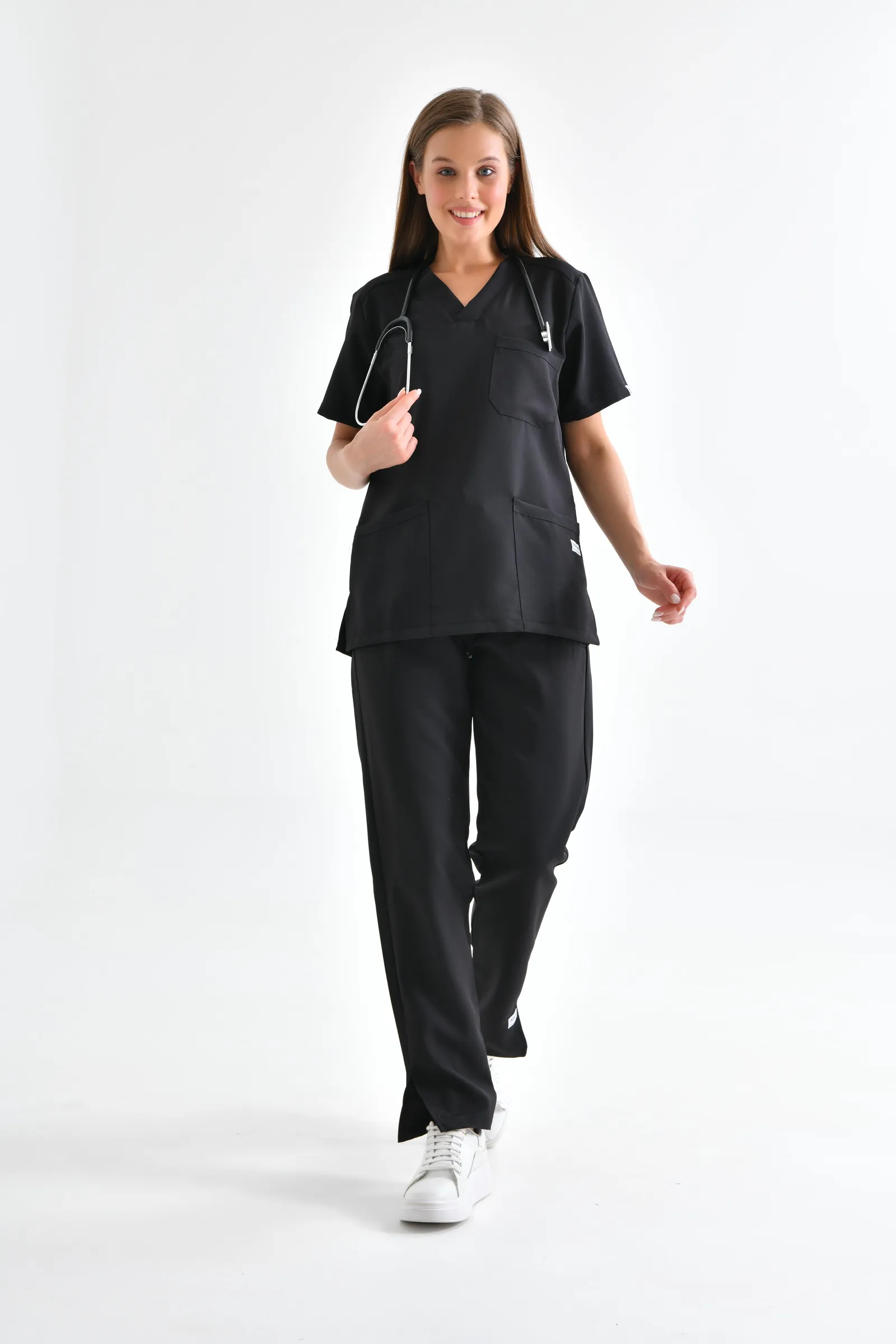 V Yaka Forma Takımı — Siyah — MD-2204-BLK4