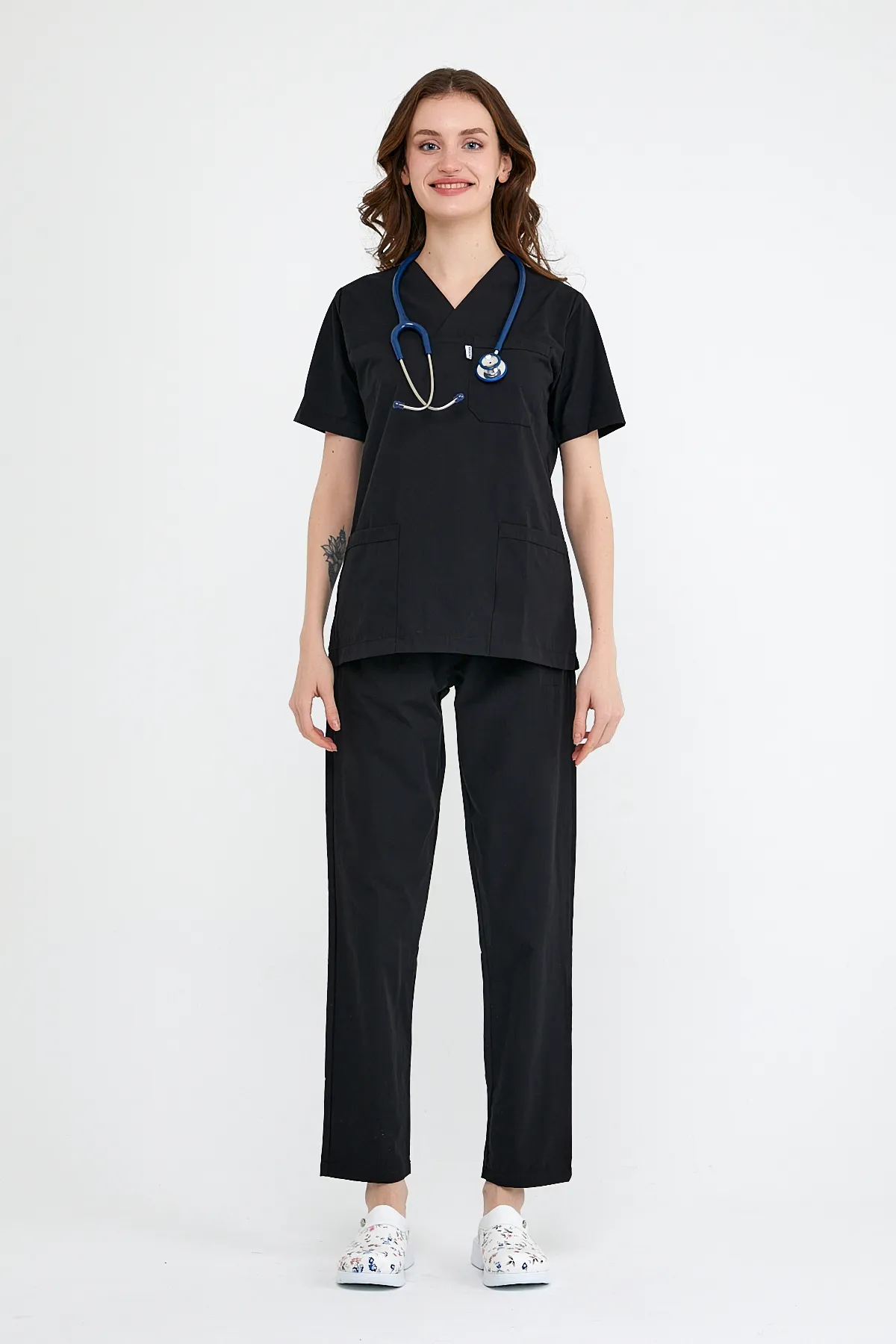 V Yaka Forma Takımı — Siyah — MD-2204-BLK6