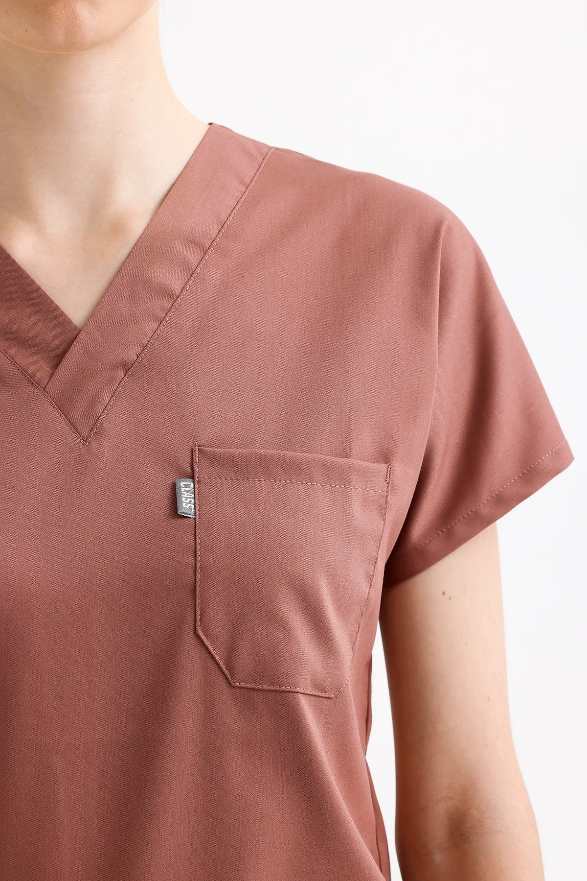 oudroze Scrubset met V-hals — oudroze — model MD-2204-ROS3, view 1