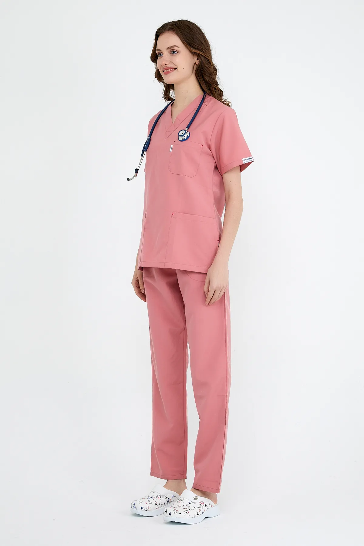 Dusty Rose V-Neck Scrub Set — Dusty Rose — model MD-2204-ROS, view 1