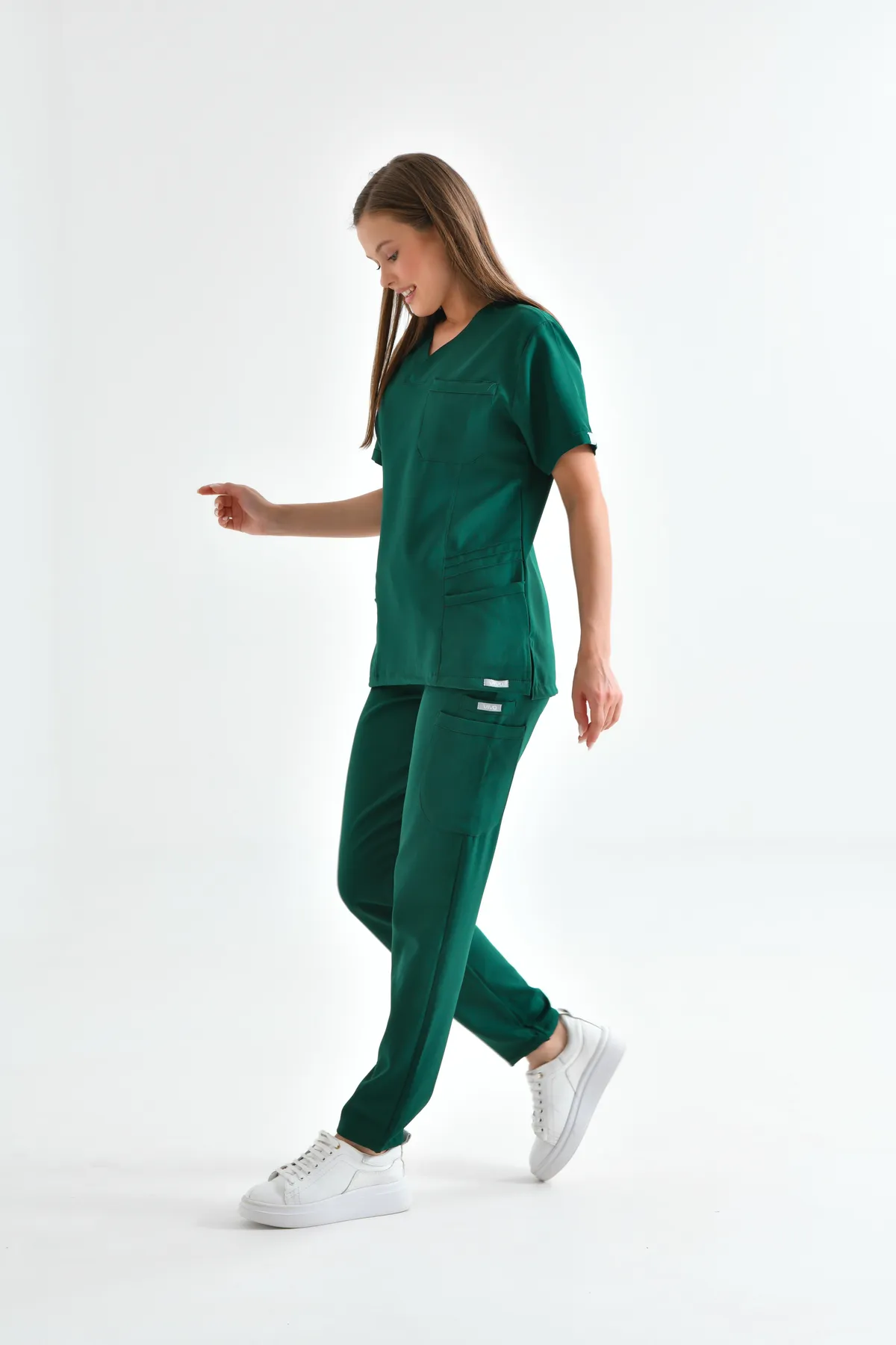 Emerald Green V-Neck Scrub Set — Emerald Green — model MD-2204-EMR, view 1
