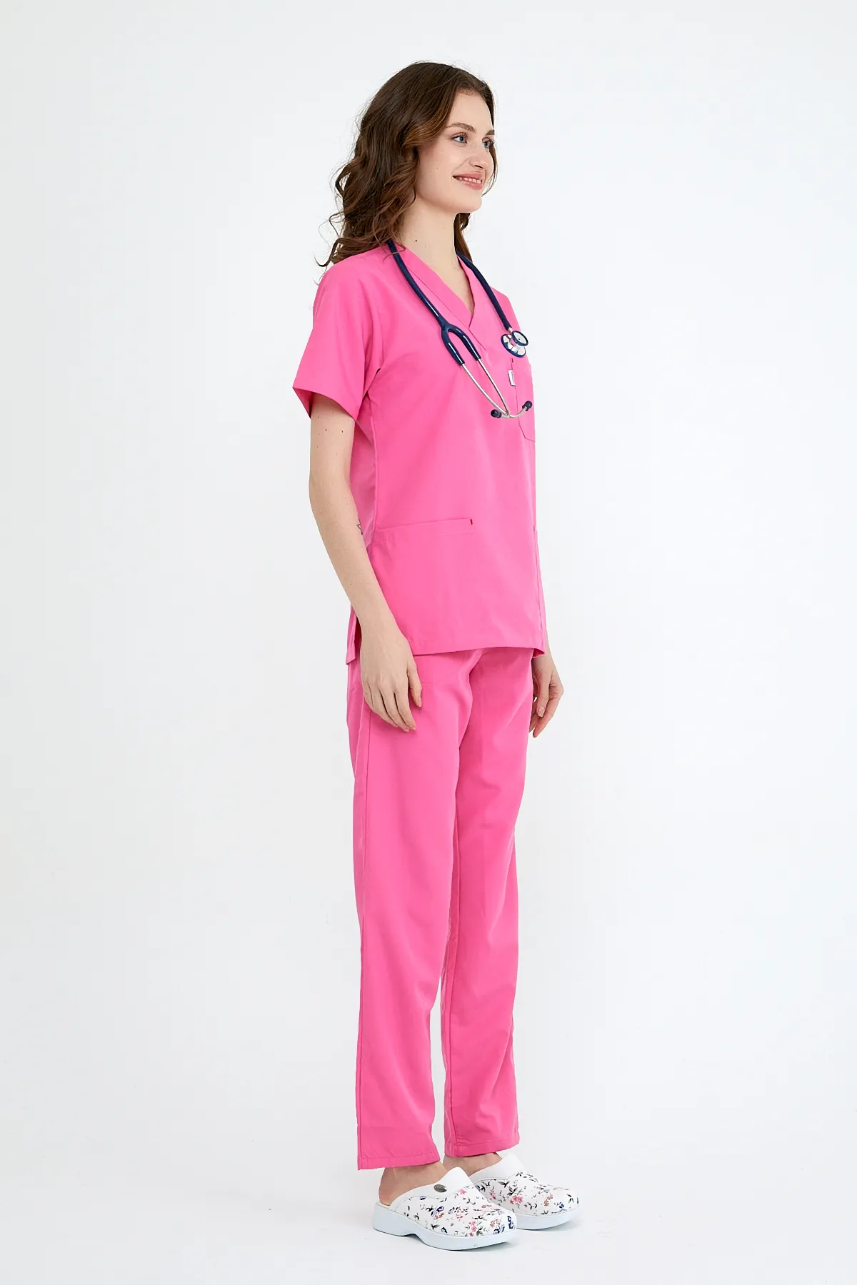 Fuchsia V-Neck Scrub Set — Fuchsia — model MD-2204-FUC, view 1