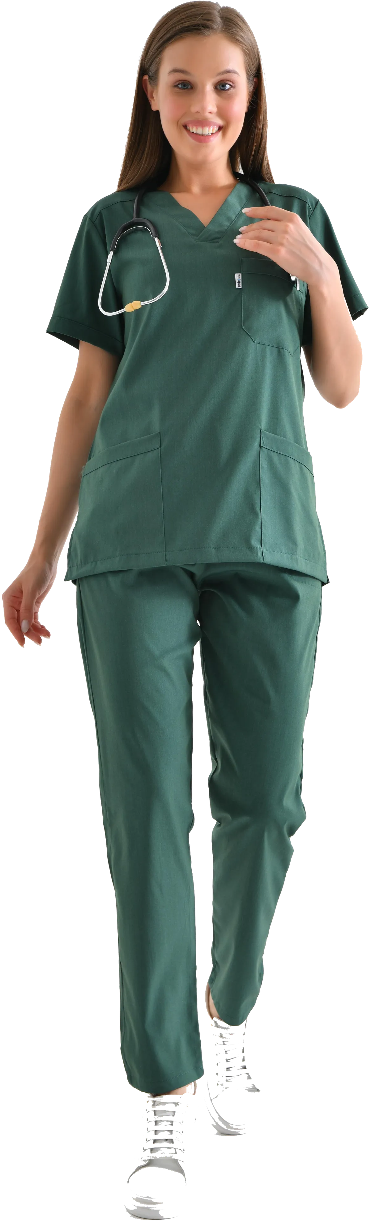 Green V-Neck Scrub Set — Green — model MD-2204-GRN, view 1