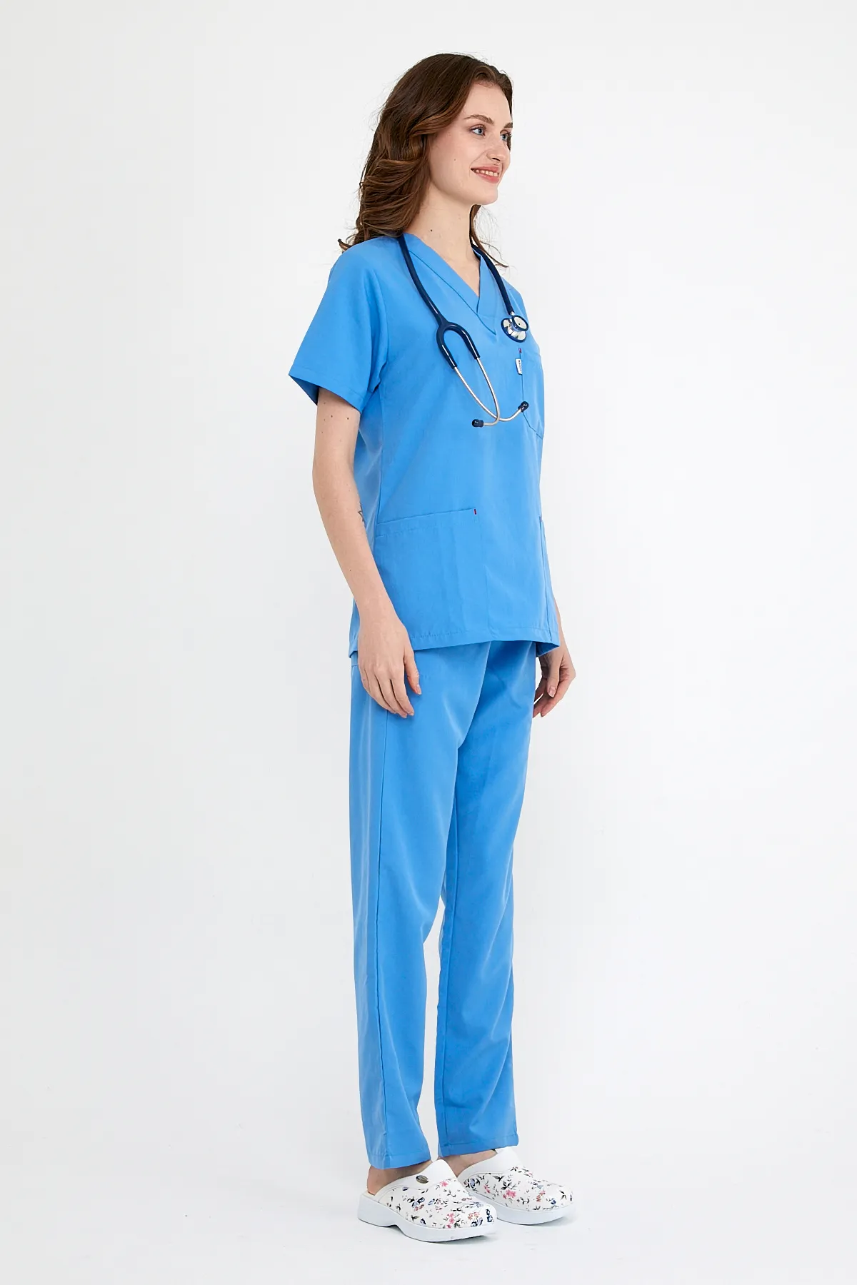 Light Blue V-Neck Scrub Set — Light Blue — model MD-2204-LBL4, view 1