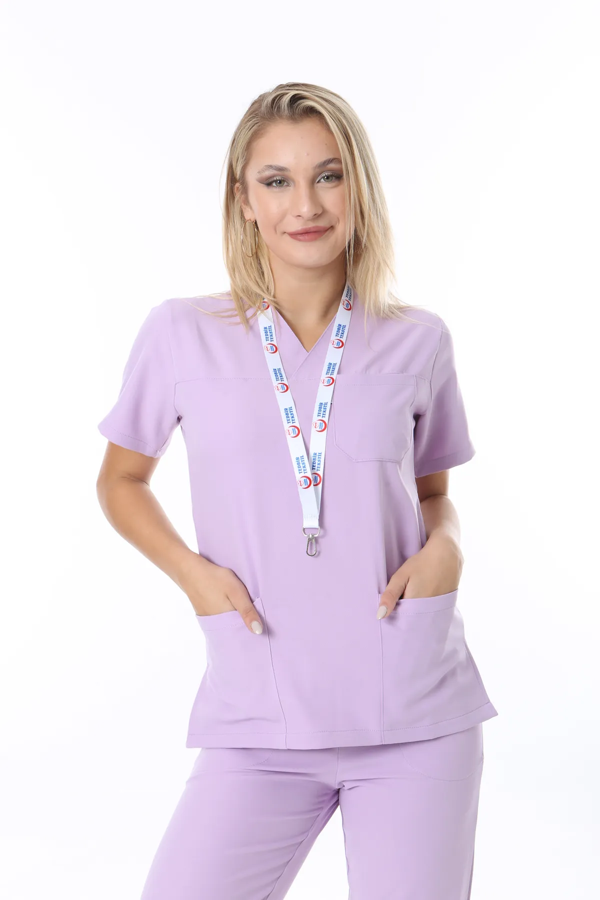 Lilac V-Neck Scrub Set — Lilac — model MD-2204-LIL, view 1