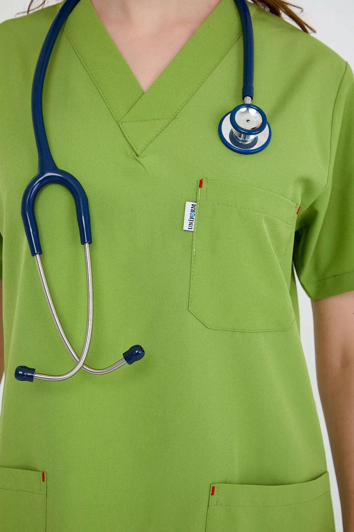 Lime Green V-Neck Scrub Set — Lime Green — model MD-2204-LIM, view 1