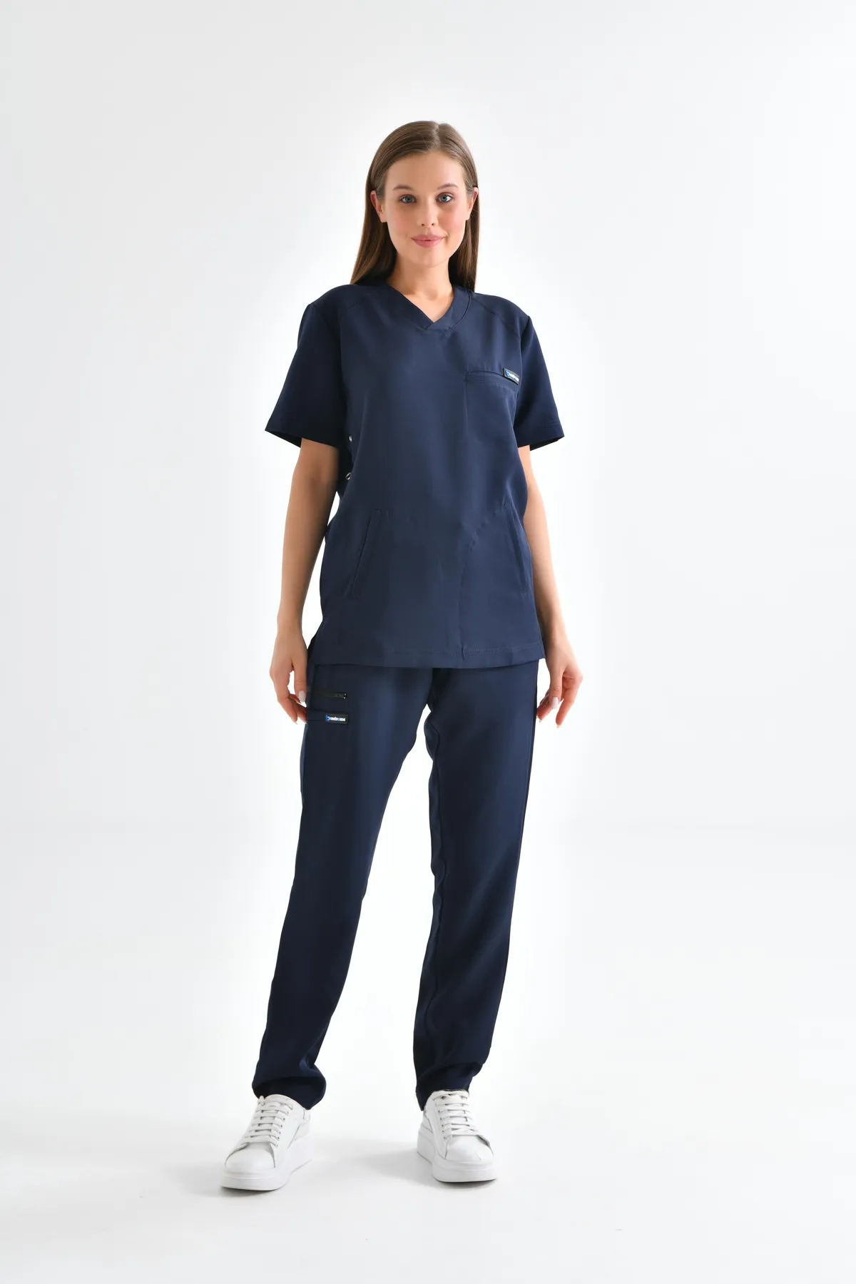 Navy V-Neck Scrub Set — Navy — model MD-2204-NVY6, view 1