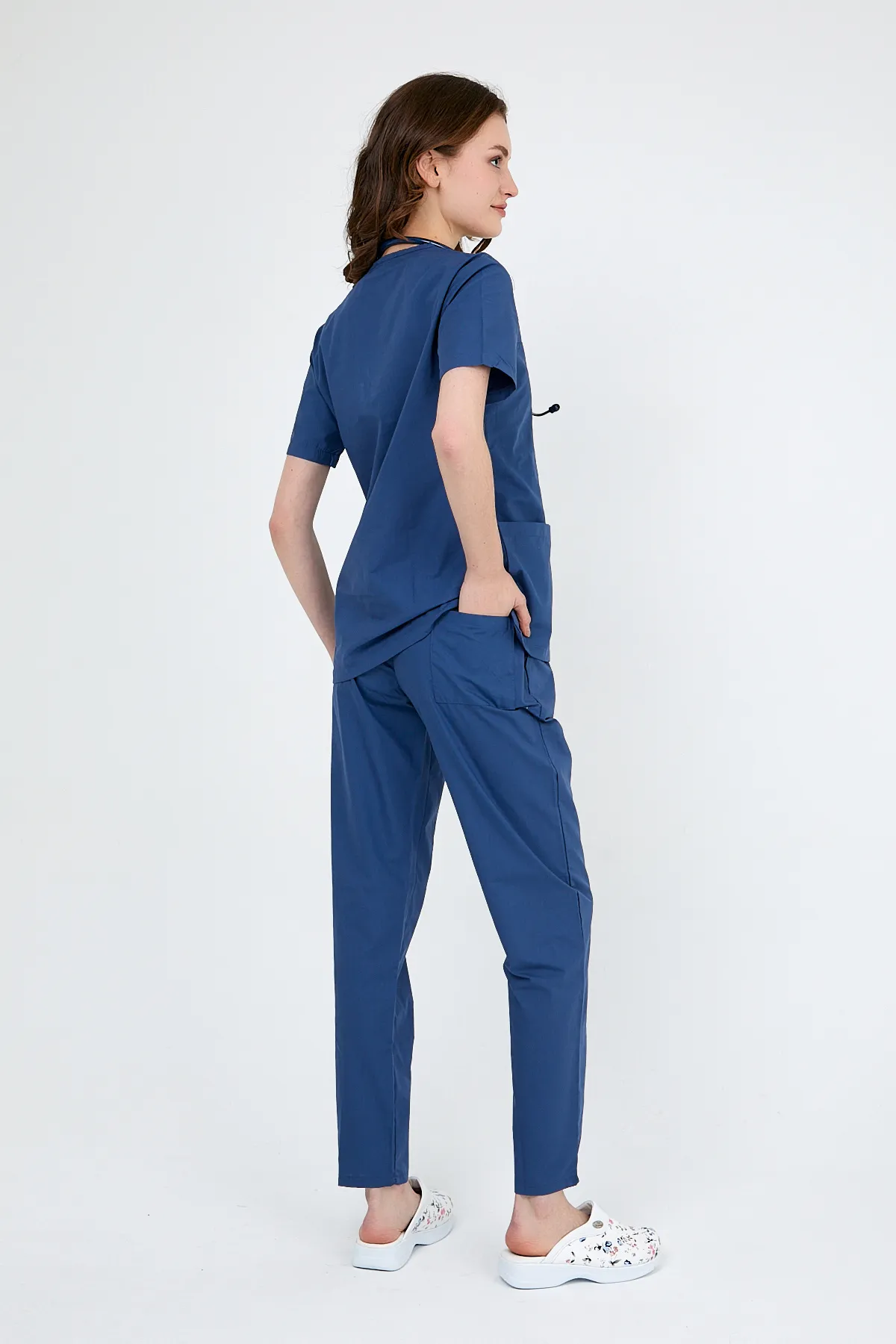 Petrol V-Neck Scrub Set — Petrol — model MD-2204-PET2, view 1