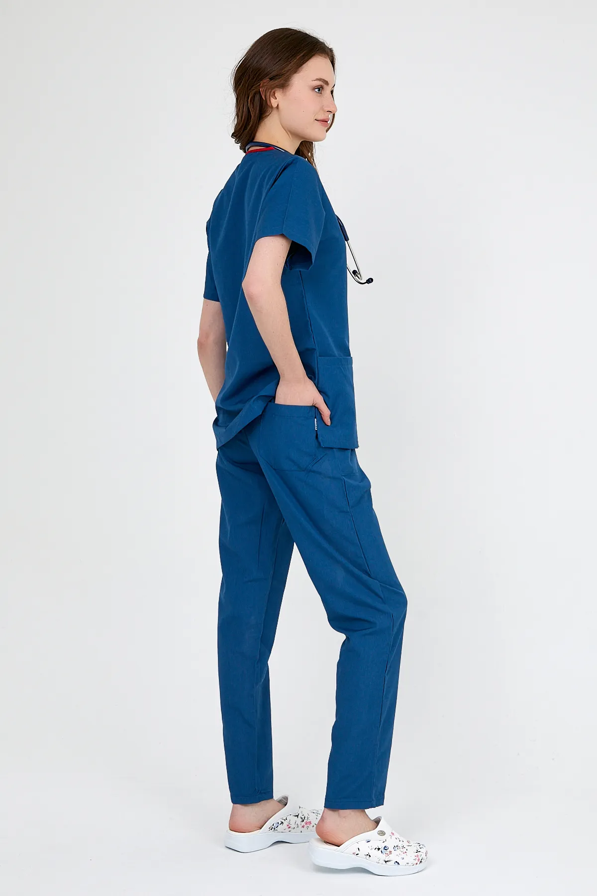 Petrol V-Neck Scrub Set — Petrol — model MD-2204-PET7, view 1
