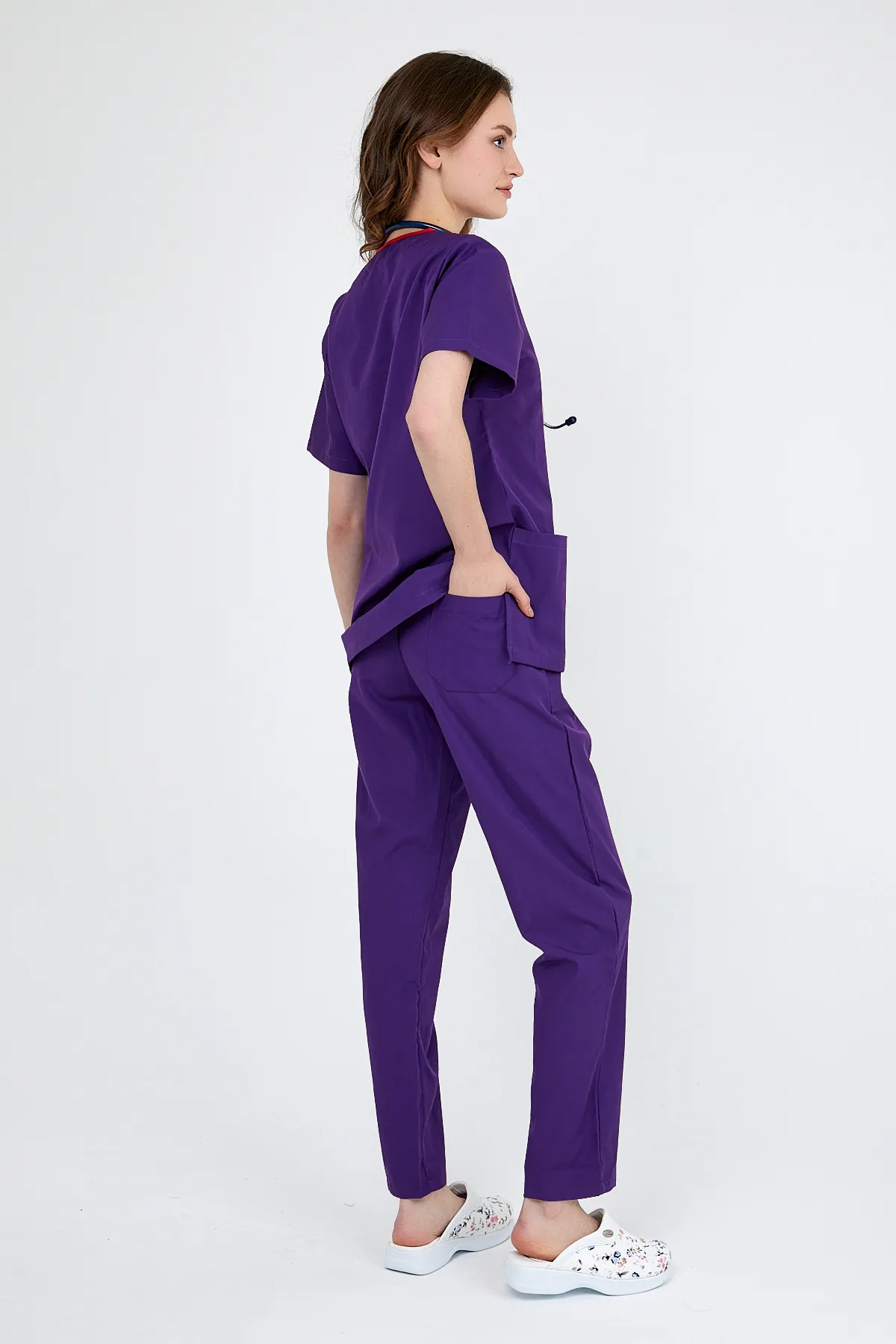 V Yaka Forma Takımı — Mor — MD-2204-PUR3