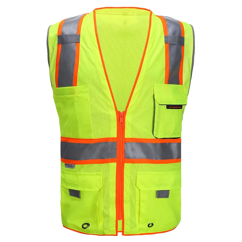Orange Mesh Multi-Pocket Vest — workwear reference WW-1049, view 1