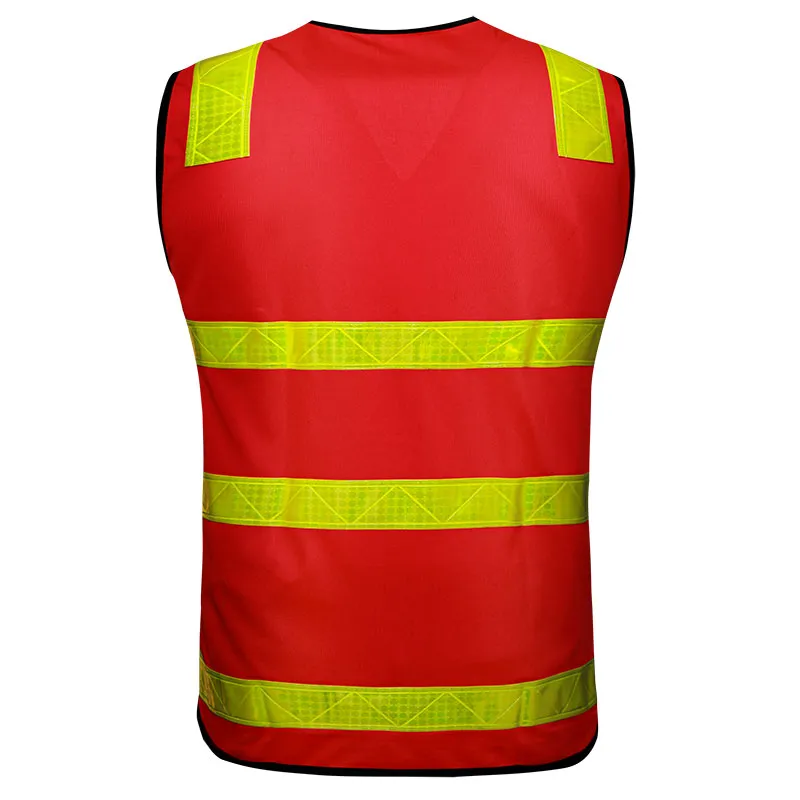 Red Zip-Front Safety Vest — workwear reference WW-1065, view 1
