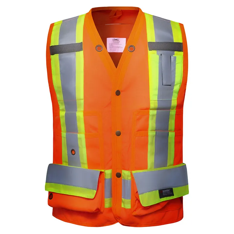 Wide-Stripe Waterproof Work Vest — workwear reference WW-1066, view 1