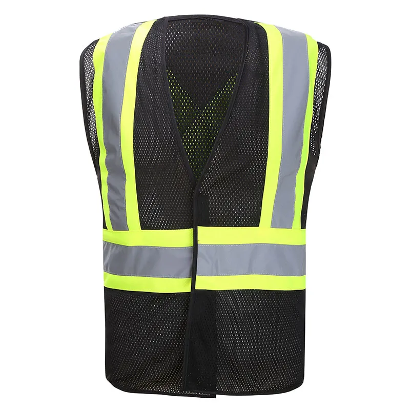 Schwarze Warnweste aus Netzgewebe — workwear reference WW-1067, view 1