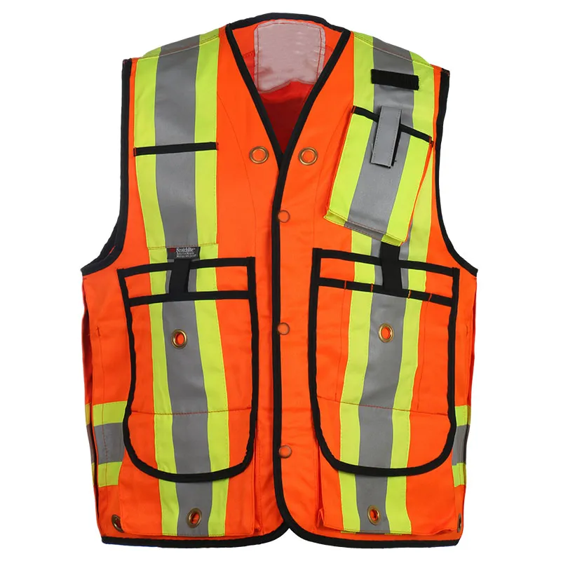 Zweifarbige orange Warnweste — workwear reference WW-1068, view 1