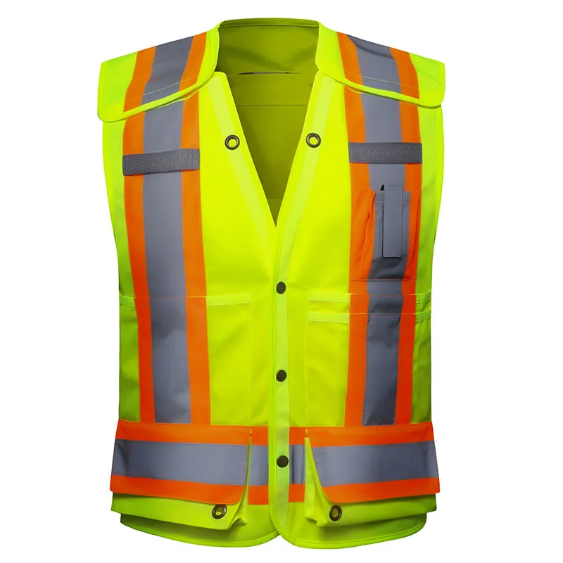Fluorescerend geel hesje met brede strips — WW-1069