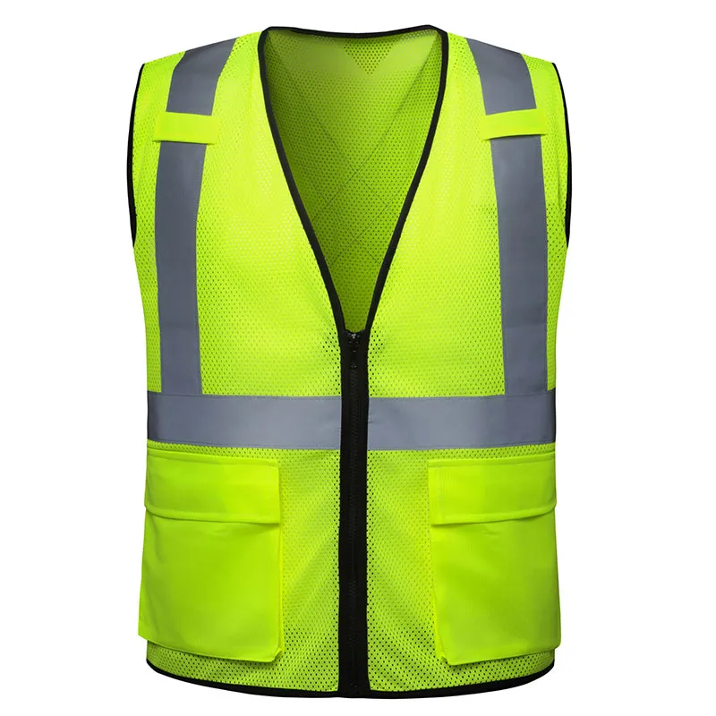 Yellow Mesh Zip-Front Vest — workwear reference WW-1070, view 1