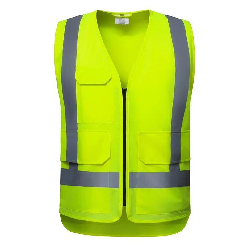 Multi-Pocket Zip-Front Hi-Vis Vest — workwear reference WW-1082, view 1