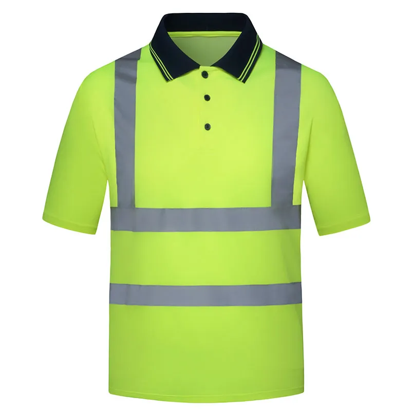 Flüoresan Sarı Yüksek Görünürlük Polo Tişört — WW-1092