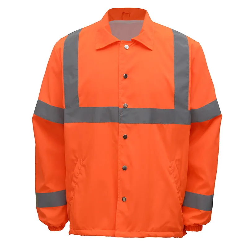 Orange Hi-Vis Windbreaker, Button Front — workwear reference WW-1149, view 1