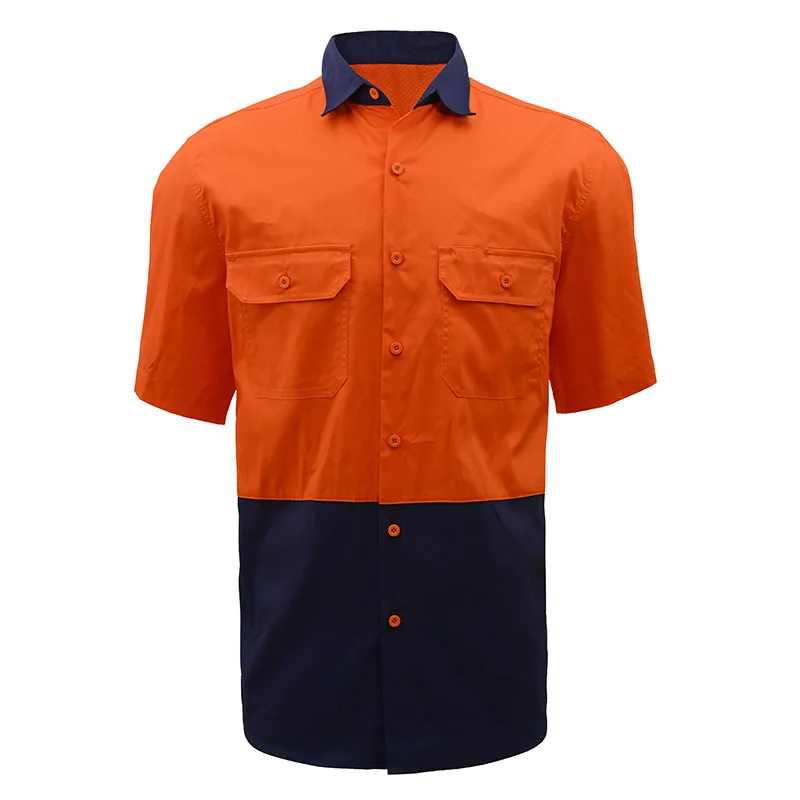 Camisa de trabajo bicolor, naranja/azul marino — WW-1167