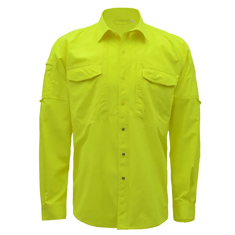 Camisa amarilla de alta visibilidad con bolsillos de solapa — WW-1169