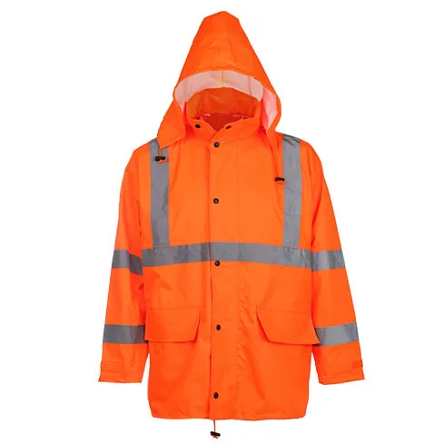 Hi-vis regenjas met drukknoopsluiting, oranje — WW-1175