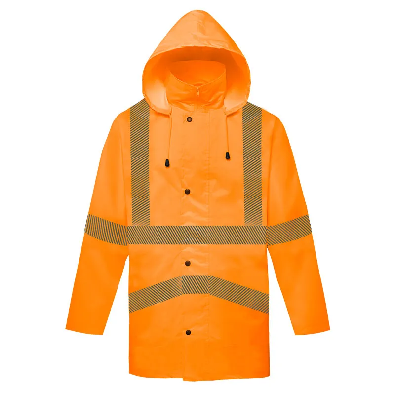 Tweekleurige hi-vis regenjas, oranje/zwart — WW-1176