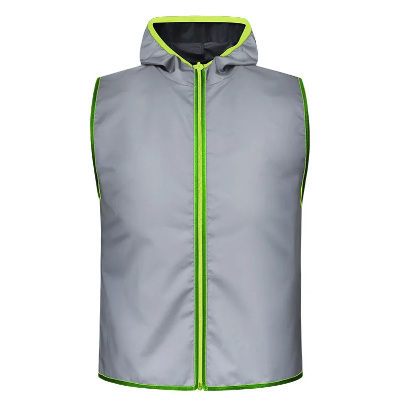 Chaleco infantil con cremallera de alta visibilidad, ribete verde — WW-1196